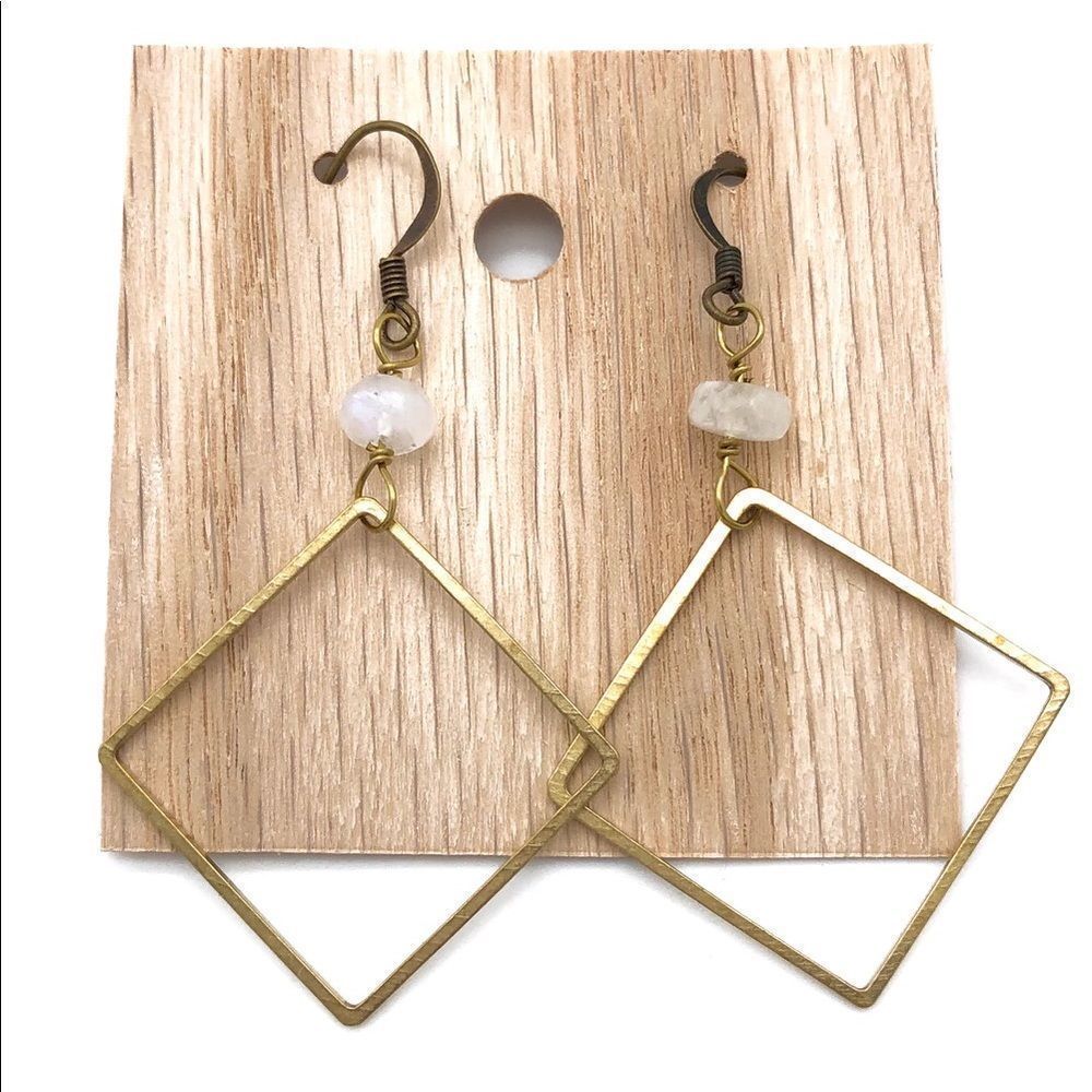 Seeds Semi Precious Moonstone Earrings